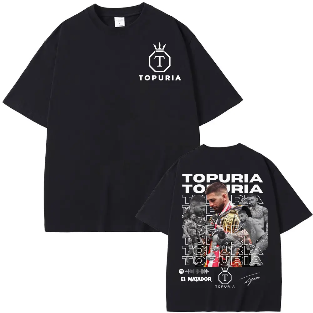 Camiseta Gráfica Vintage El Matador Ilia Topuria, Moda Masculina, Camisetas Góticas Oversized, Tops de Verão Confortáveis