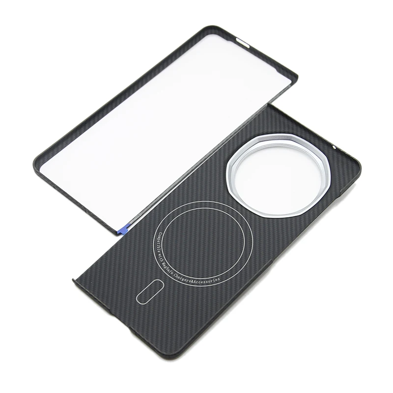 ZXKE True fiber Case For Honor Magic V5 Embedded Iron Sheet Magnetic Car Support Magsafe Aramid Fiber Shell