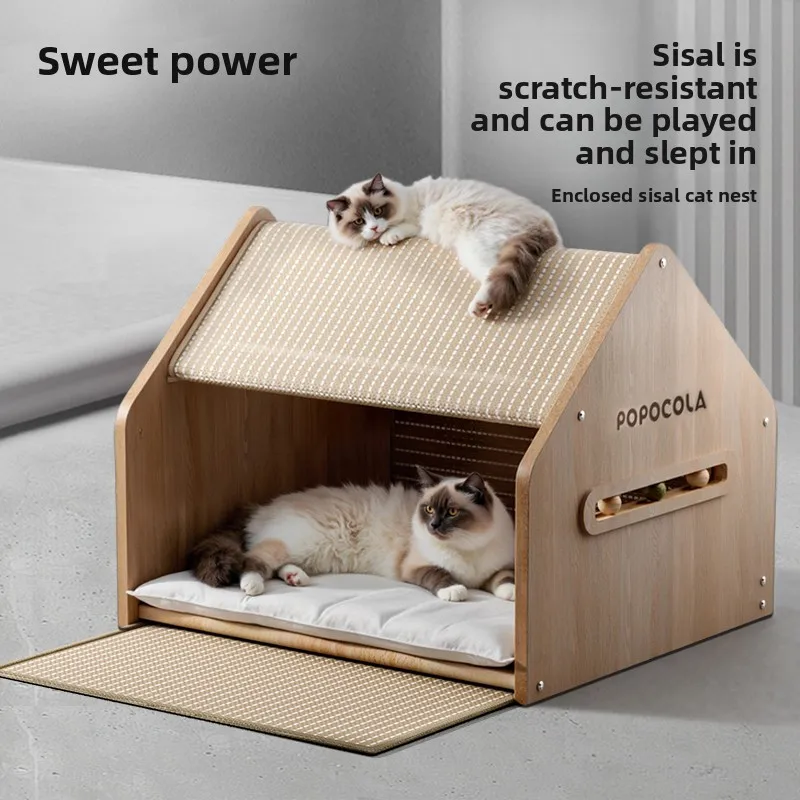 Wooden  Scratching Board Villa  House f-Closed Se  elter All-Season Universal for Indoor s  Furniture