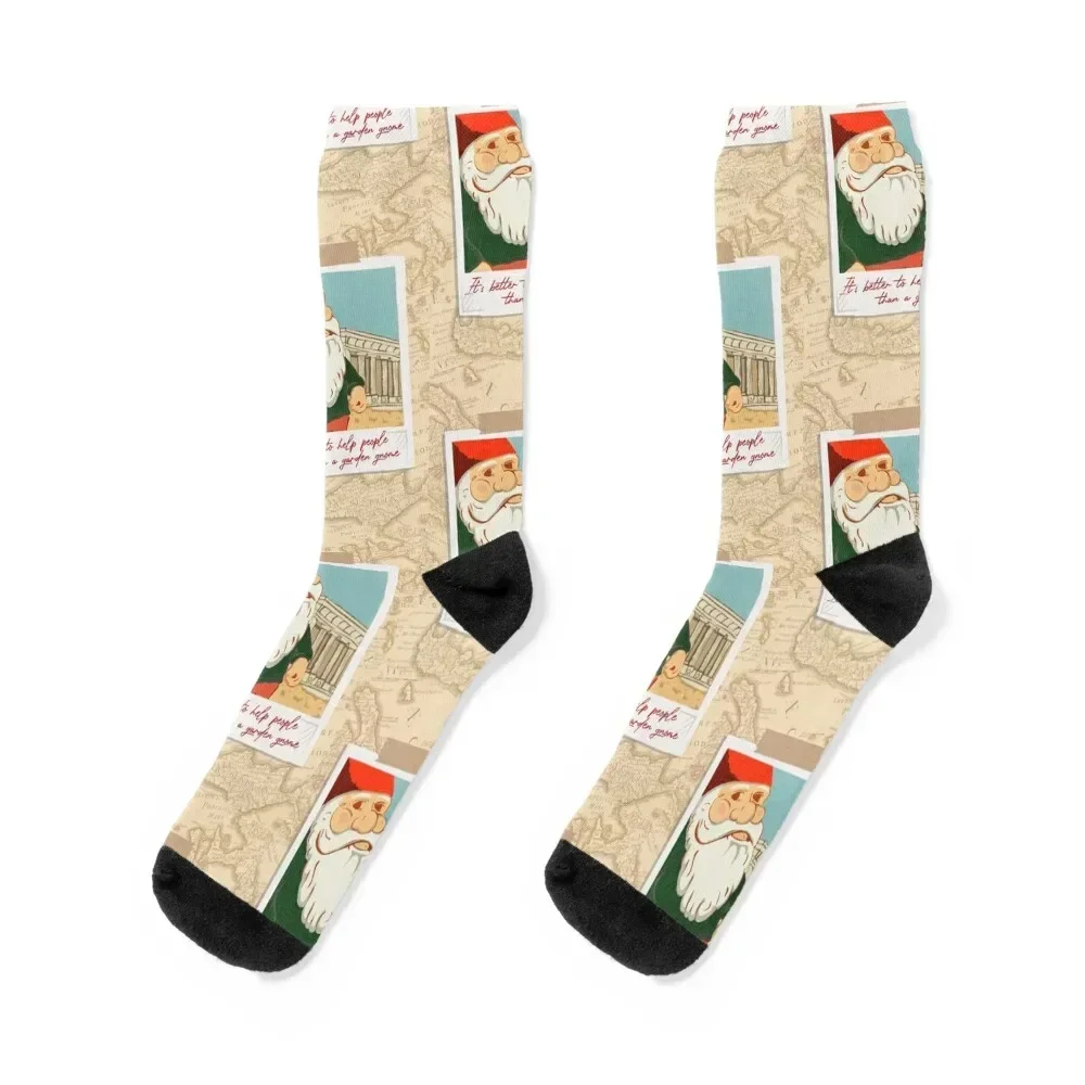 It's Better to Help People than Garden Gnomes - Travelling Gnome Postcard Socks funny sock Crossfit Argentina Women Socks Men's