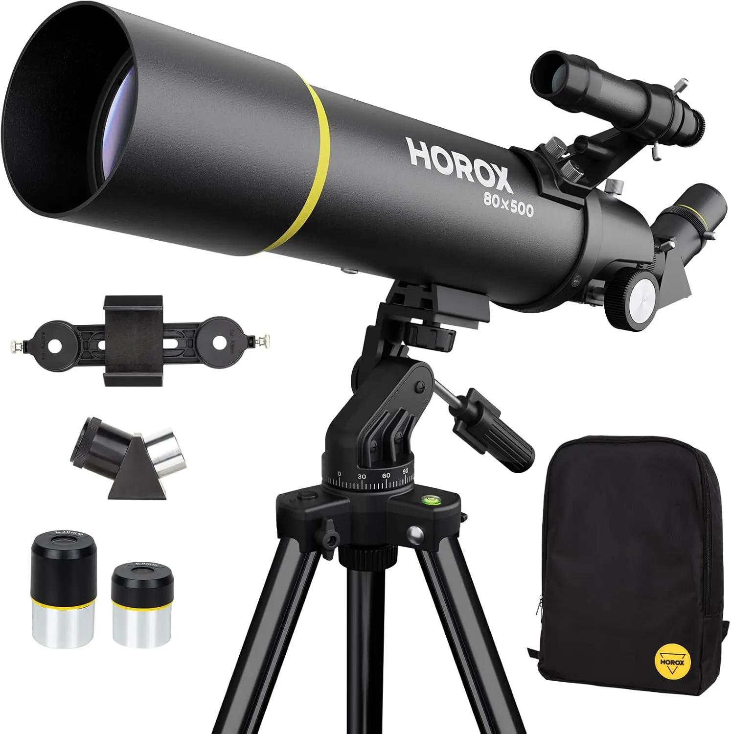 80mm Aperture 500mm Refractor Telescope for Adults, Telescope for Kids Beginners w. Pro Tripod & Phone Adapter, Portab