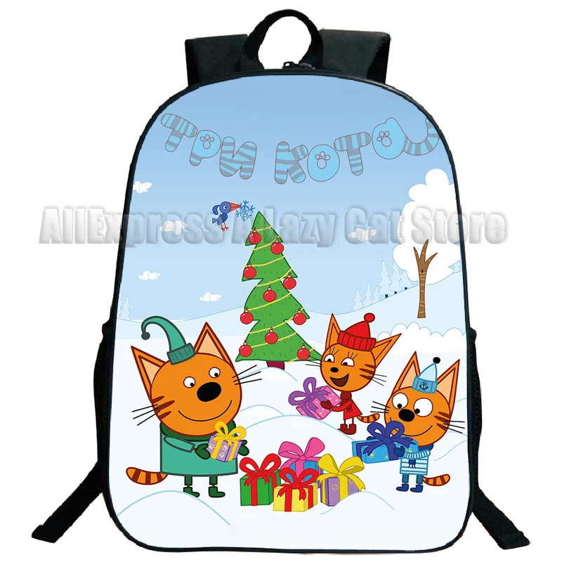 Three Kittens Backpack for Boy Girl Kids E-cats Student School Bookbag Cartoon Daypack Preschool Primary Bag Hiking