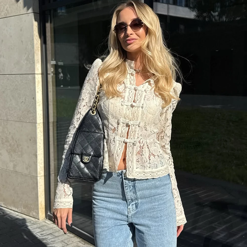 

Ticketsx с принтом на шнуровке в стиле пэчворк, женская рубашка с воротником-стойкой, однобортный топ, женский модный элегантный роскошный женский топ