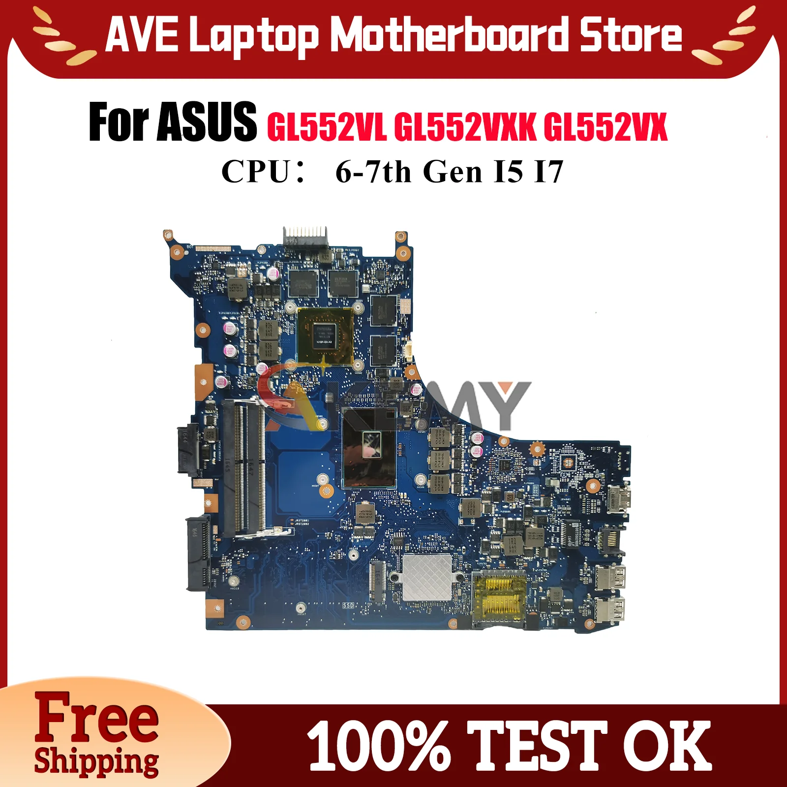 

GL552VW Материнская плата для ноутбука ASUS ROG GL552VXK ZX50V FX-PRO GL552VX GL552V Материнская плата для ноутбука с процессором I5 I7 100% тесты OK stk