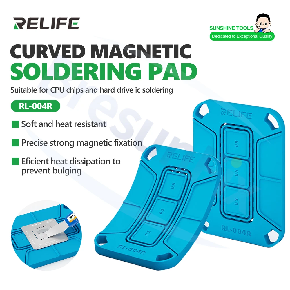 RELIFE RL-004R Curved Magnetic Soldering Pad Multi-Slot Design for Mobile Phone Repair CPU Chips/Hard Drive IC Soldering Tool