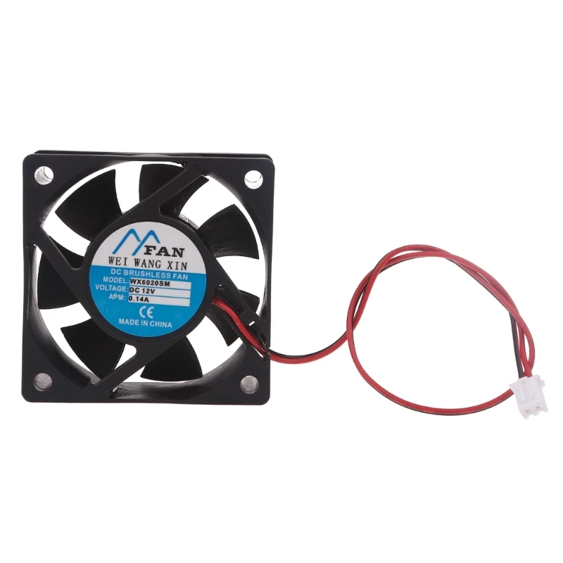 4500RPM CPU Cooling Fan 6020 0.2A 60mm for C Brushless Sleeve Bearing Temperature Control Server  Fans 2Pin