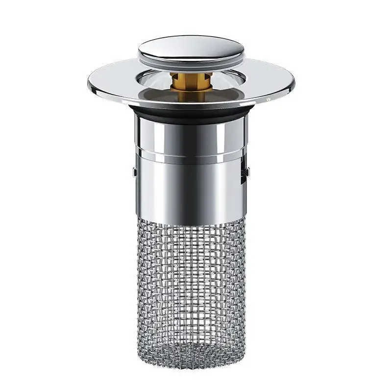 Long Pop-Up Sink Drain Filter Bathroom Basin Plug Stopper Hair Catcher Sink Strainer Kitchen Press Bounce Wash Basin Accessories