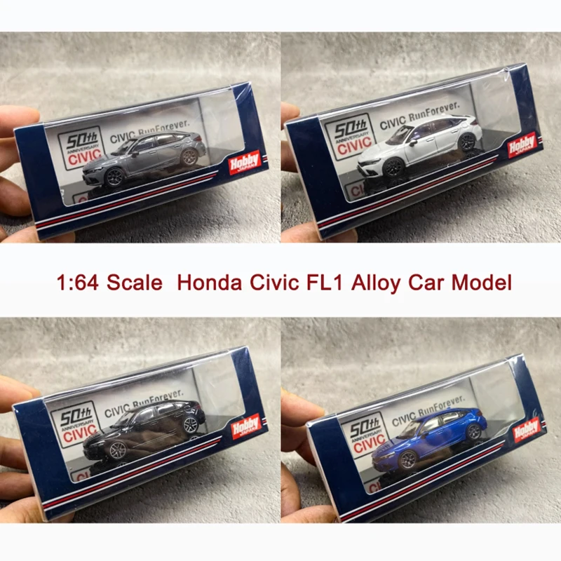 Hobby Japan Diecast 1:64 Scale Honda Civic FL1 Modified Sports Car Alloy Model Static Display Collectibles Boy Gift Toy Ornament