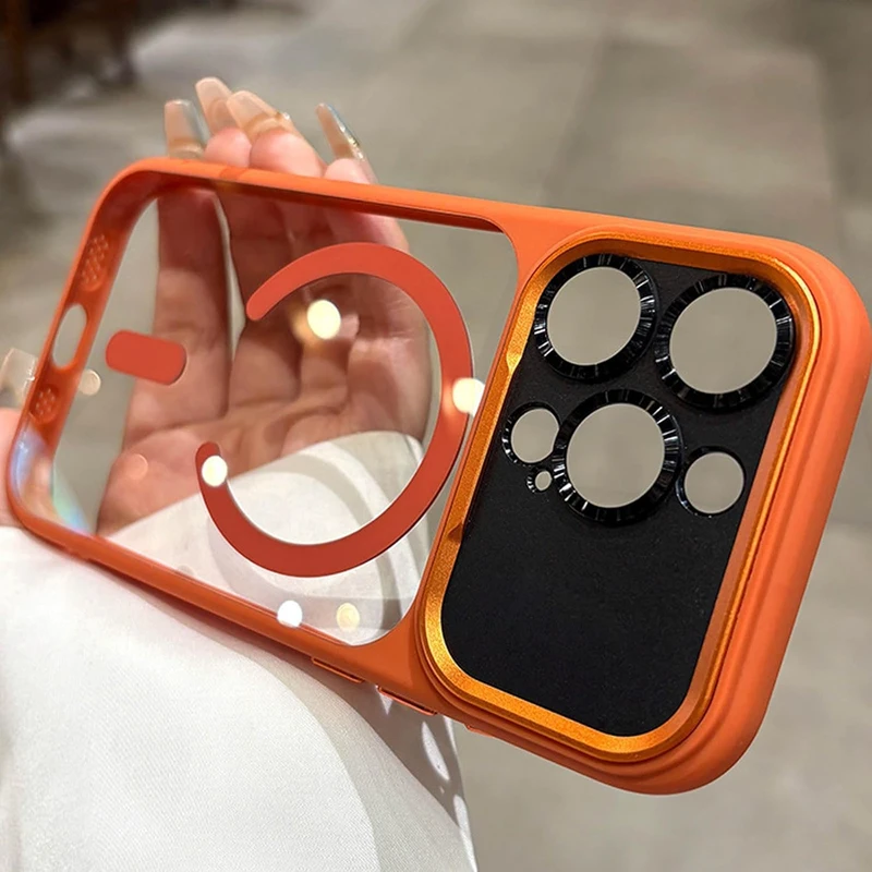 2025 17PM Magnetic Transparent Case for IPhone 17/17 ProMax/17Pro/17Air Magnet Phone Cover with Plating Camera Protector Bumper