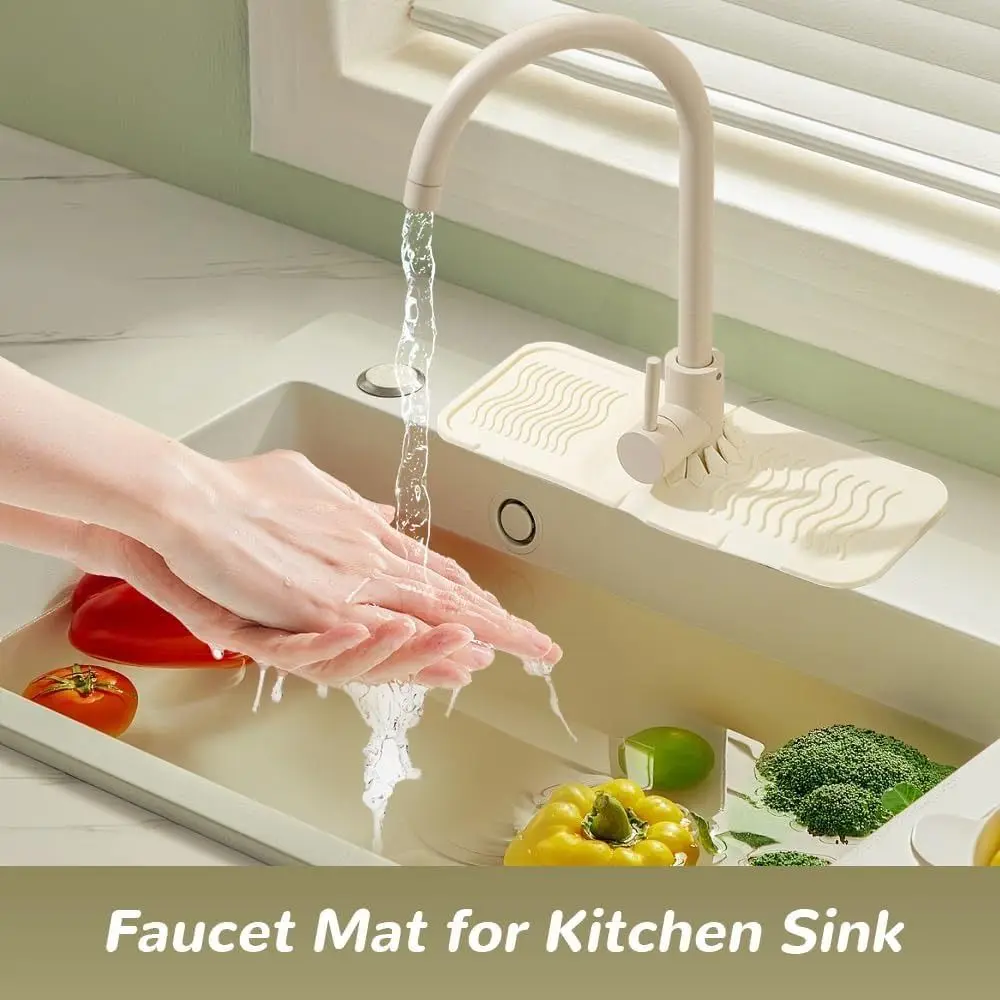 New Silicone Faucet Mat Durable Practical Water Catcher Mat Countertop Protector for Kitchen