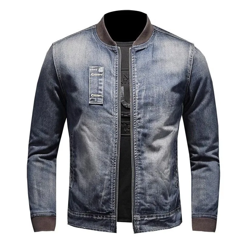 denim jacket men retro loose casual plus velvet winter jacket parkas trendy handsome motorcycle jacket streetwear men's clothing