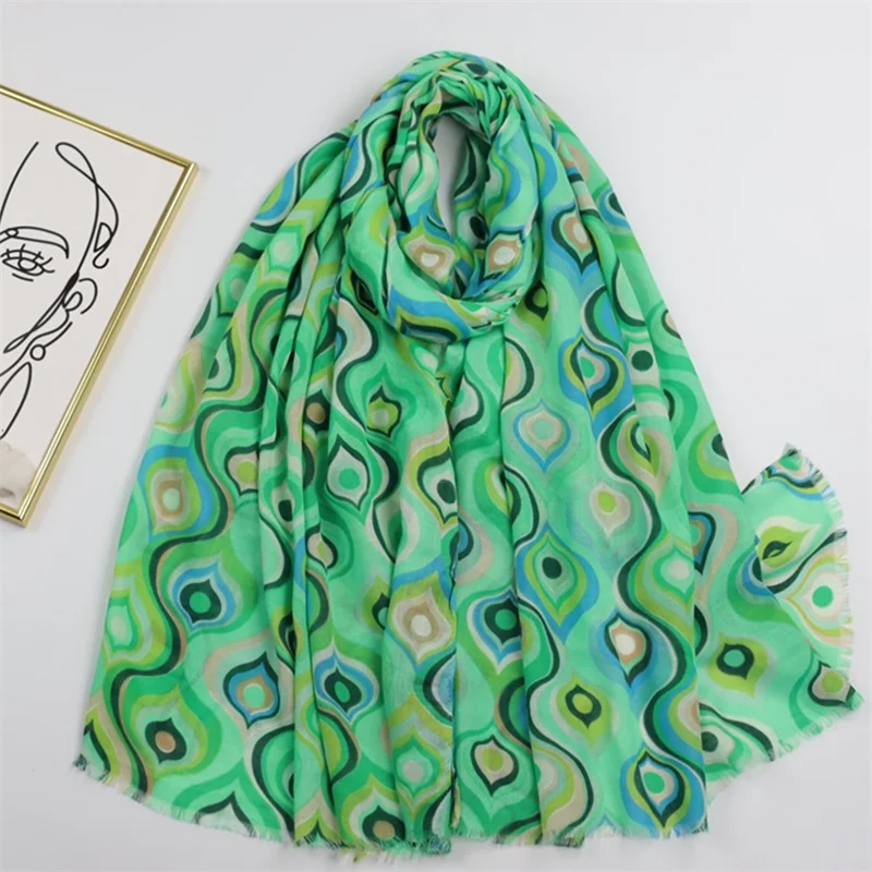 180*90Cm Viscose Scarves for Women Fashion Abstract Colorful Eyes Tassel Shawls And Wraps Pashmina Stole Bufandas Muslim Sjaal