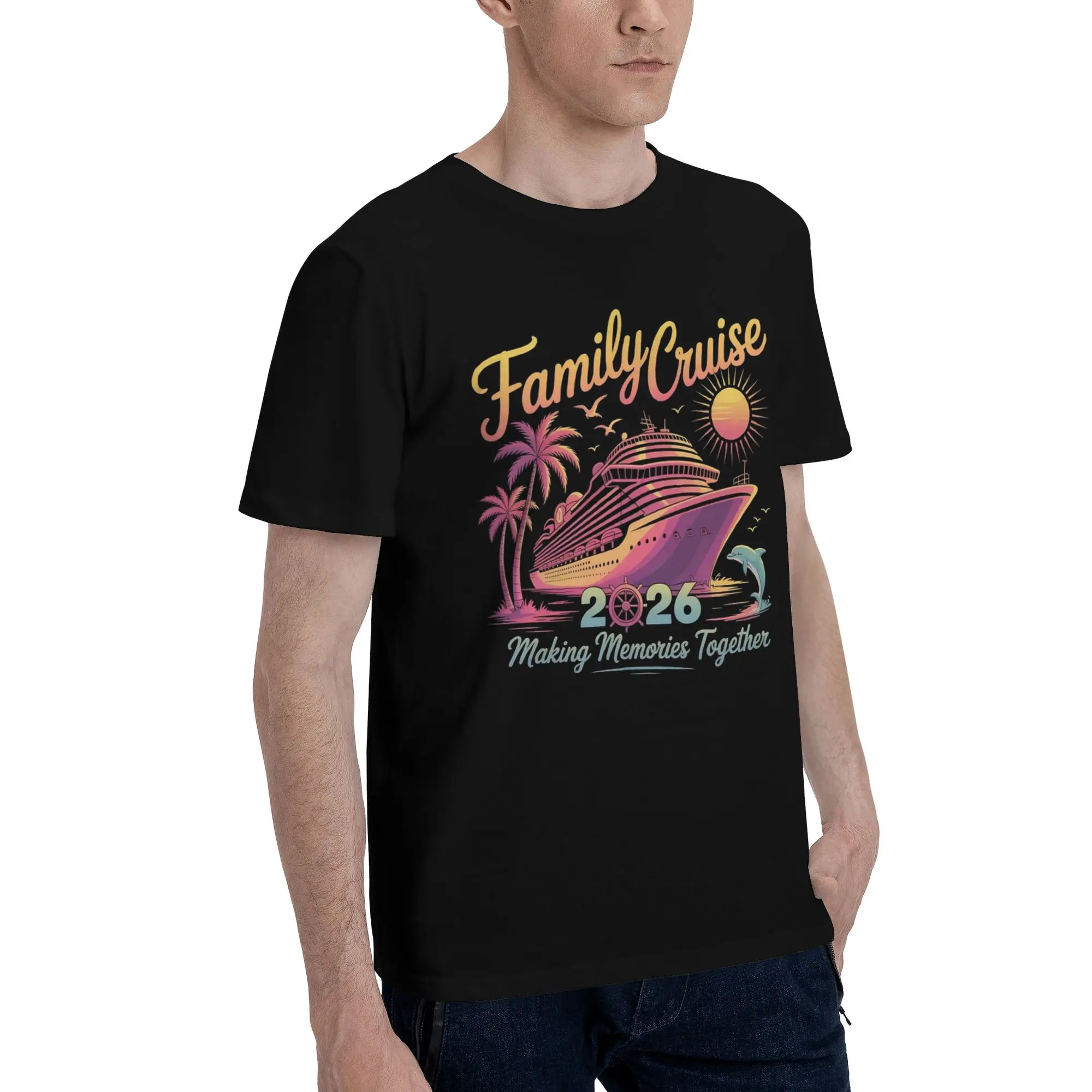 Men Women Graphic Printing Family Cruise 2026   Tee T Shirt 100% Cotton Making Memories Together T-shirts Clothes