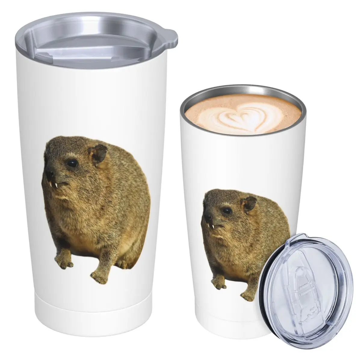 Cute Rock Hyrax Stainless Steel Tumbler Vacuum Insulated Mug Thermal Cold Bottle Straws With Lid 20oz