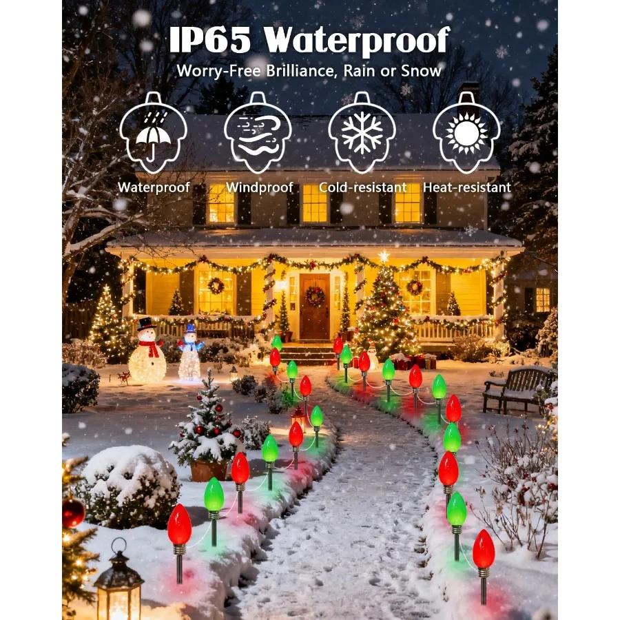 12 حزمة جامبو الأحمر والأخضر المكونات في C9 أضواء عيد الميلاد في الهواء الطلق LED أضواء المسار مقاوم للماء الفراولة ضوء عيد الميلاد ديكورا