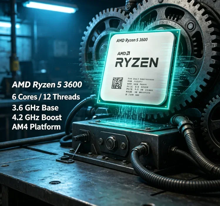 Processeur de jeu pour ordinateur de bureau AMD R5 3600 à faible consommation d'énergie, refroidissement facile, 6 cœurs, 12 threads, 3,6 GHz, 65 W, 7 nm, AM4, sans boîte