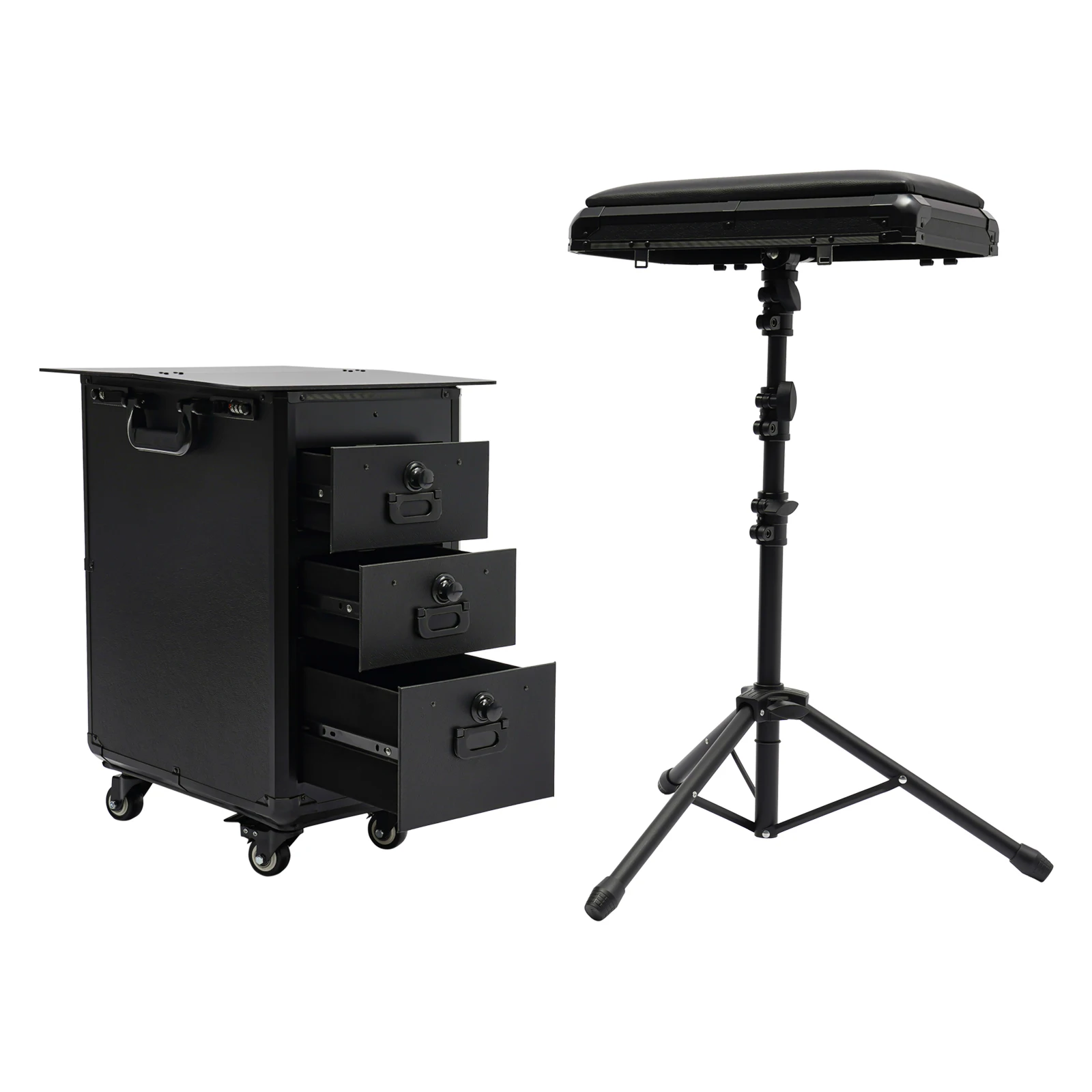 Rolling Tattoo Trolley Case with Wheels, 3 Drawers Adjustable Tattoo Workstation Portable Tattoo Station with Combination Lock