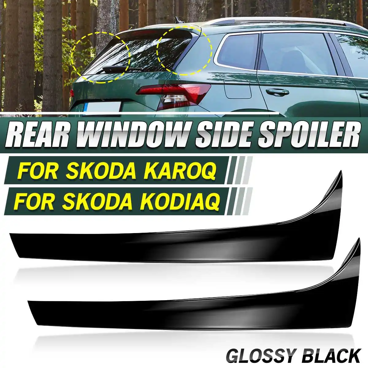 Pair Glossy Black Vertical Rear Window Side Spoiler Wing For Skoda Karoq For Skoda KODIAQ Auto Replacement Parts Spoilers & Wing