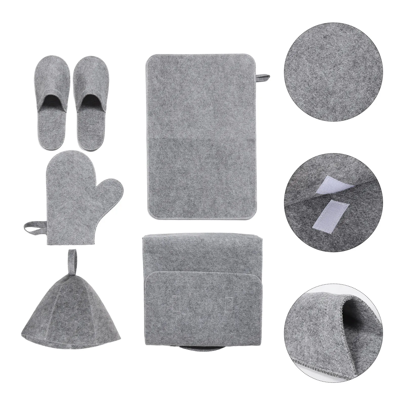 

1Set Felt Sauna Set for Women Men Includes Hat Gloves Cushion Slippers Carrying Bag Pad Mitts Cap Sauna Accessories Kit Spa