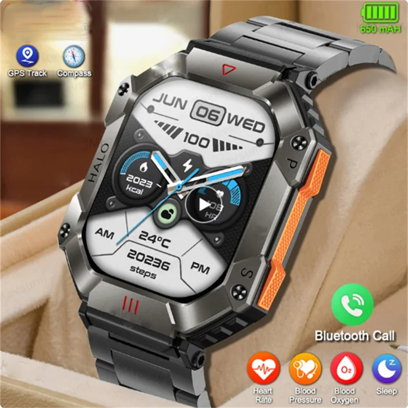 

New Military Smart Watch Men IP67 Waterproof 650mAh Battery Ultra Long Standby Compass Bluetooth Call Outdoor Sports Smartwatch