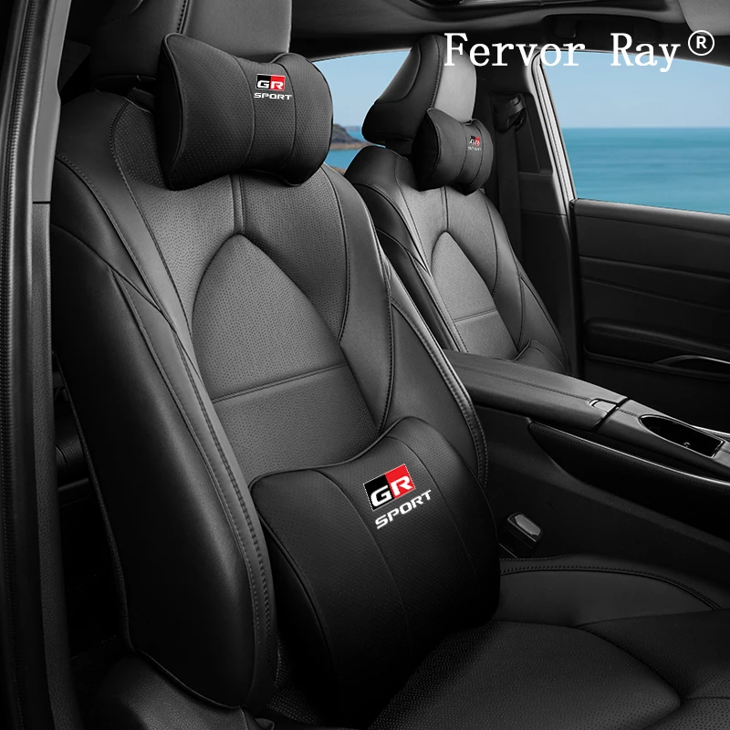 For GR Sport logo Toyota Rav4 Yaris Land Corolla CHR Hilux Cruiser Car Neck Pillow Headrest Lumbar Support Seat Backrest Cushion