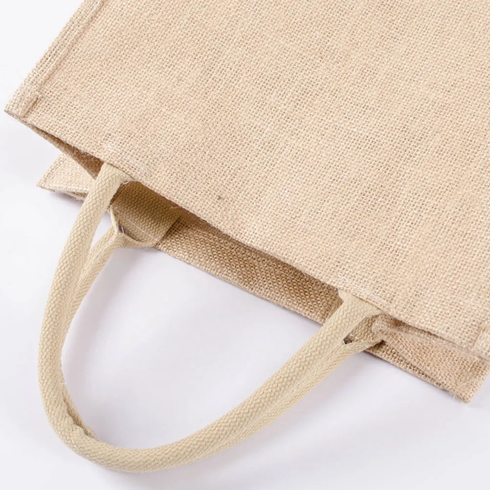 

Burlap Tote Bag Waterproof Shopping Pouch Reusable Khaki Linen Storage Bags Women Eco Friendly Portable Packaging