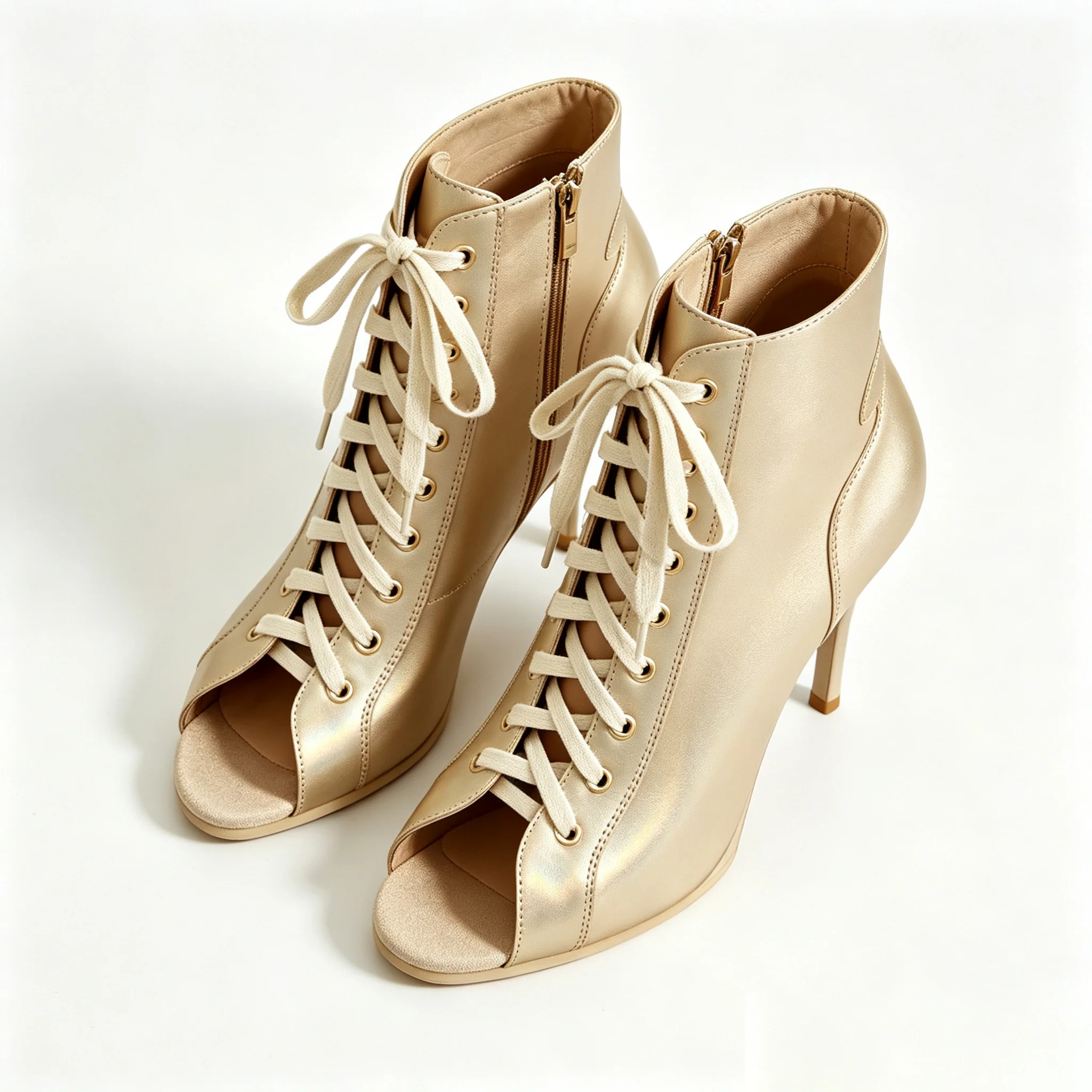 Evk Women's Gold PU Leather High Heel Dance Boot Latin Ballroom Salsa Tango Party Dance Shoes Stiletto Dancing Sandals Footwear