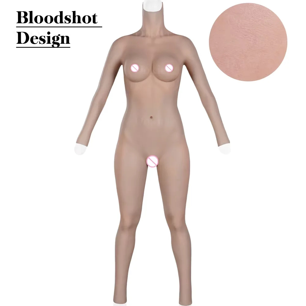 Dokier Silicone Bodysuit for Transgender Realistic Bloodshot Floating Vagina Male to Female Crossdressing Breastplate No-oil