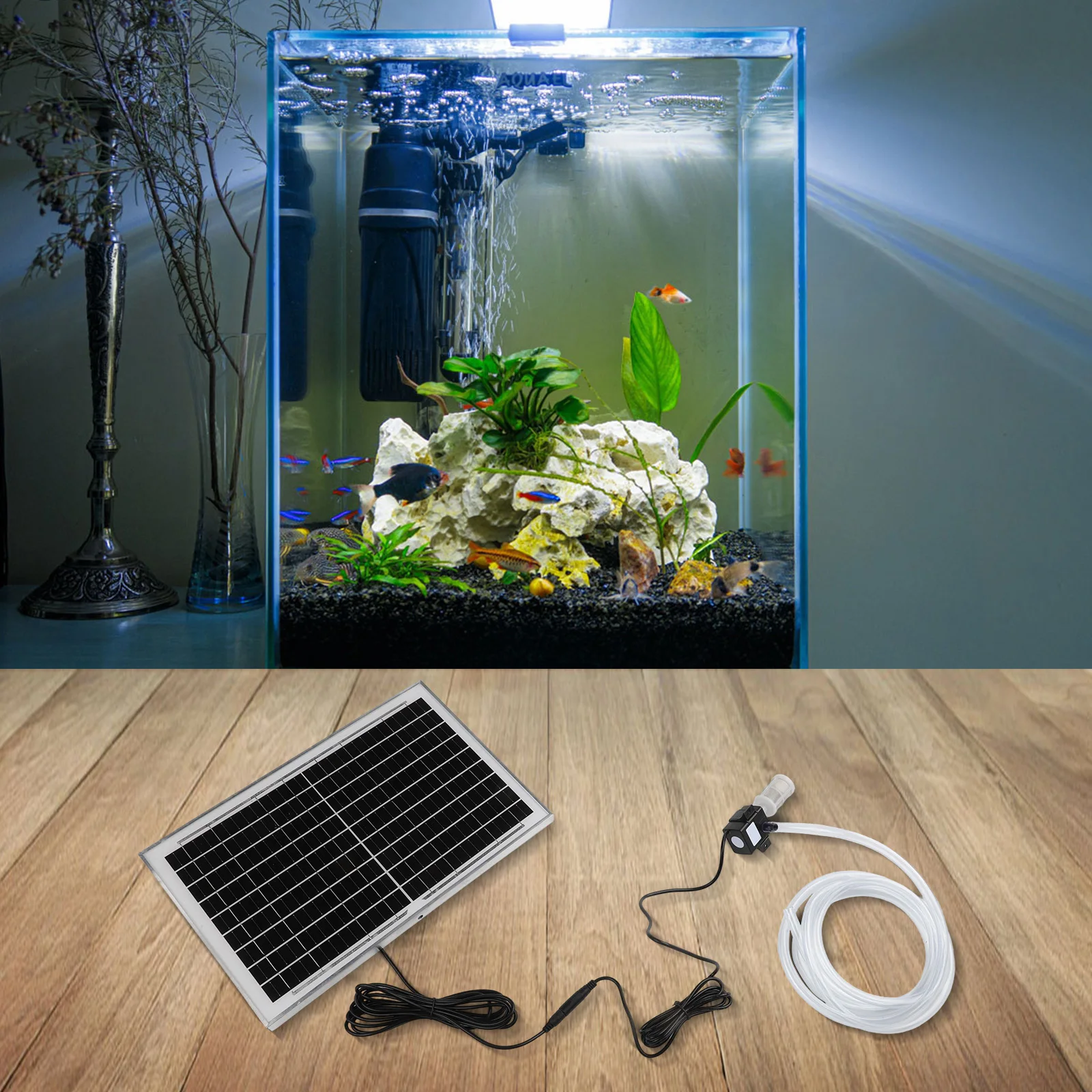 

Solar Pump With Filter Circulating Fish Pond Submersible Pump Household Improvement Solar Power Replacement Supplies