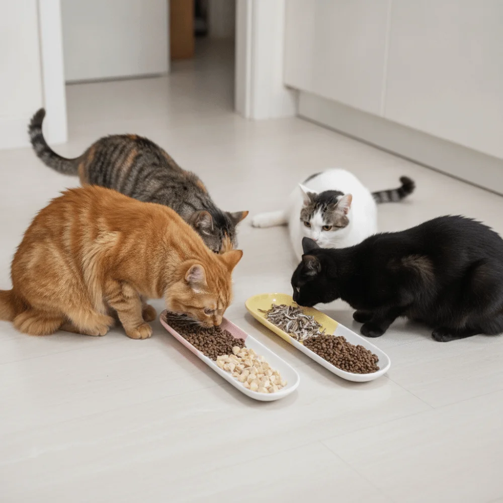 Long Multi-Cat Shared Eating Bowl Ceramic Non-slip Pet Drinking Eating Feeder Stable Creative Cats Feeder Basin Wet Dry Food