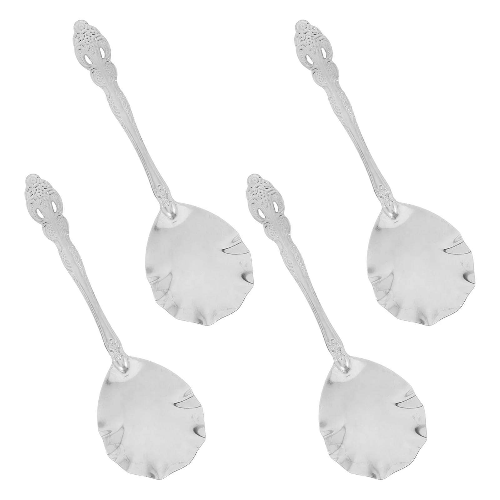 

4pcs Stainless Steel Seashell Spoons Coffee Stirring Spoon Tea Dessert Sugar Ice Cream Mousse Jam Cappuccino Espresso Serving