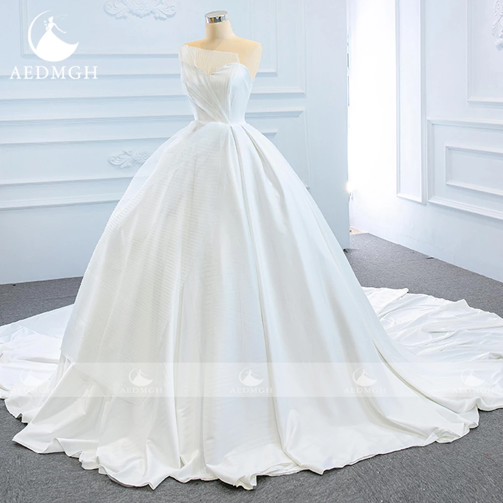 Aedmgh A-Line Chic Wedding Dresses 2024 Sweetheart Strapless Court Train Vestido De Novia Backless Sexy Boho Robe De Mariee