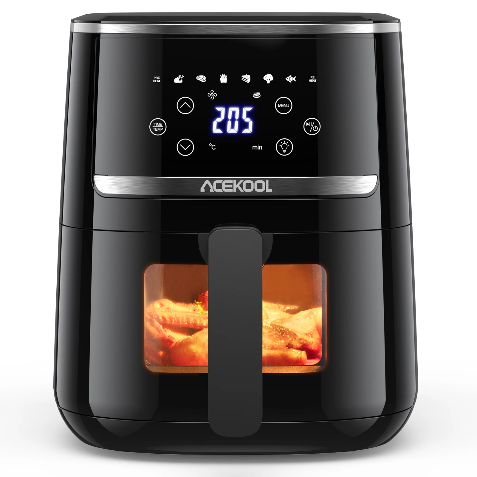 4.5L Air Fryer Oven with Silicone Liner and Rapid Air Circulation,Air Fryers with Oil Free Touch Screen Low Noise Dishwasher