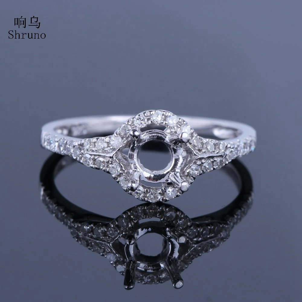 

Shruno Moissanite Ring Solid 14k 10K White Gold Lab Grown Diamond Fine Jewelry Semi Mount Engagement Wedding Ring Fit Round 5mm