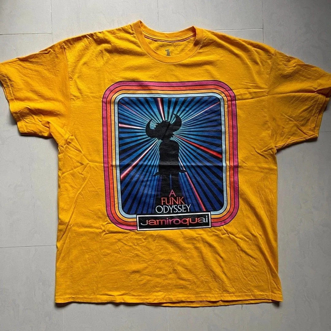 Jamiroquai Band Graphic REPRINT T-shirt Vintage High Street Sports T Shirts Rock Y2k Top Vintage Print Cotton Casual Tee Unisex
