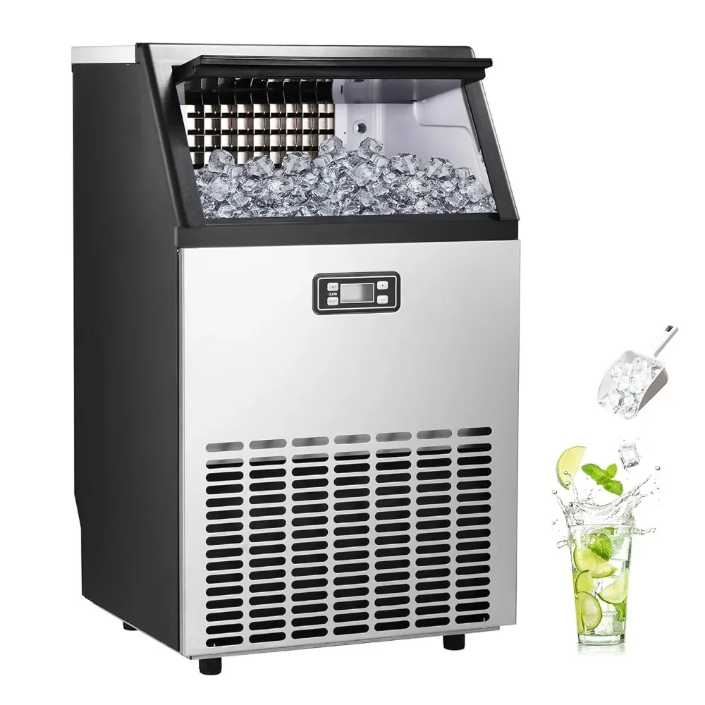 

Stainless Steel Ice Machine With 48 Lbs Capacity Home and Offices Small Icee Machine Bars 100Lbs/Day Waffle Ideal for Restaurant