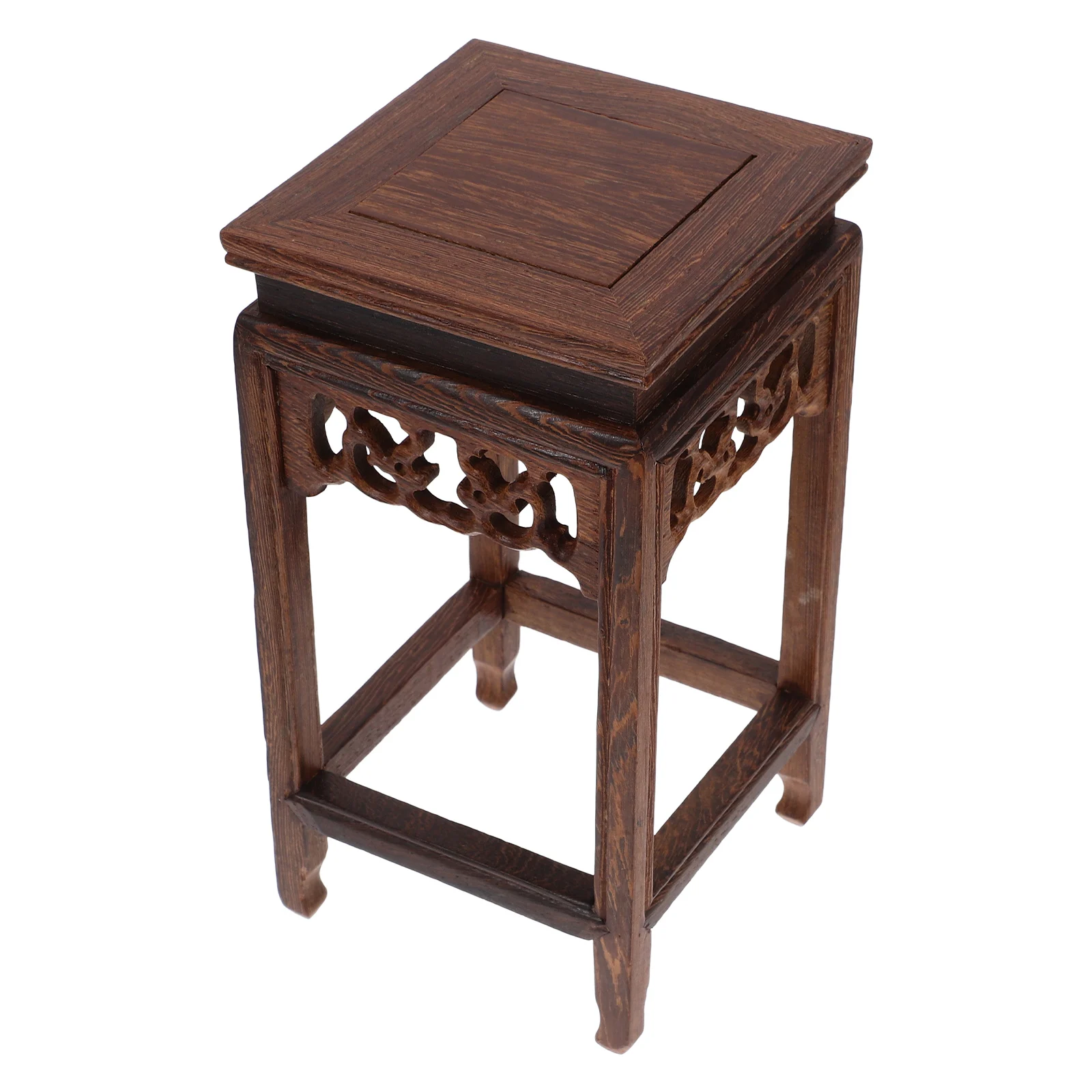

Jade Carved Stone nament Solid Wood Planter Stand Decorative Kneeling Stool Multi Purpose Large Capacity Home Office Gardening