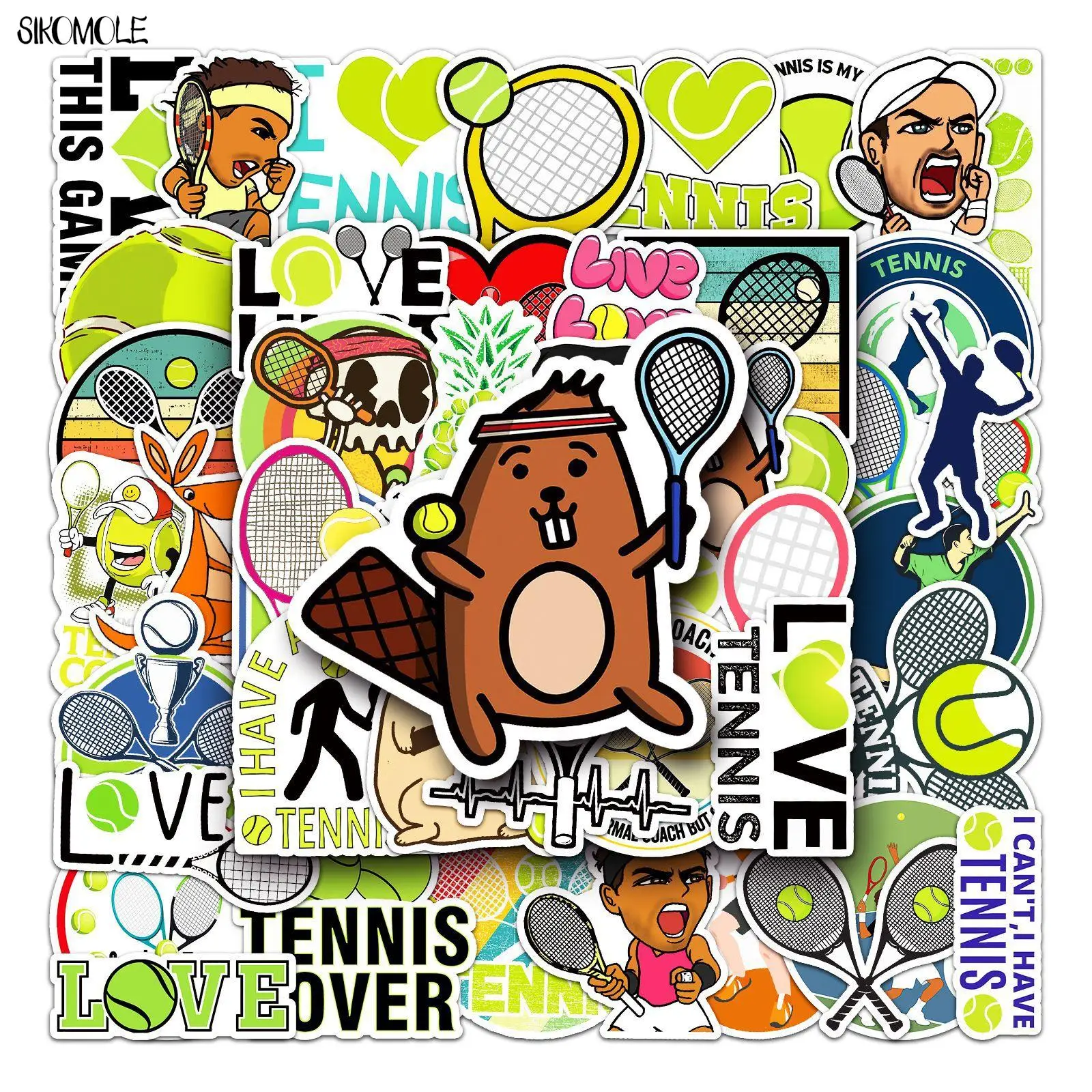 10/30/50PCS Cartoon Tennis Sports Cool Stickers Colorful Aesthetic Kid DIY Toy Skateboard Laptop Phone Graffiti Decal Sticker F5