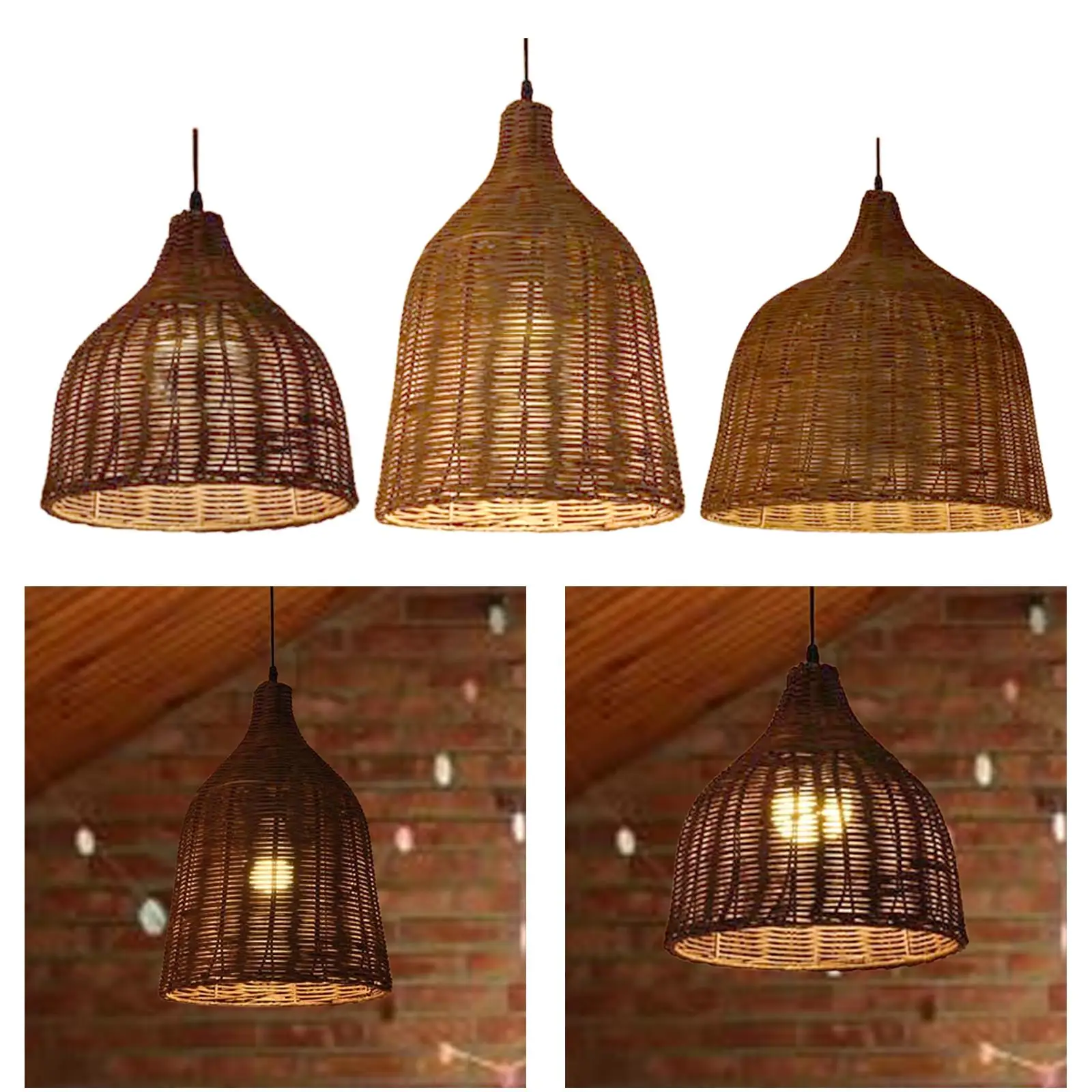 Hand Woven Bamboo Pendant Light, Handwoven Pendant Lamp, Natural Chandeliers Woven Light Hanging Light for Kitchen Farmhouse