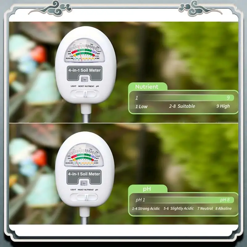 Premium 4-In-1 Soil Moisture Meter Soil PH Meter Soil Water Meter Soil Tester For Moisture For Garden/Farm/Plants