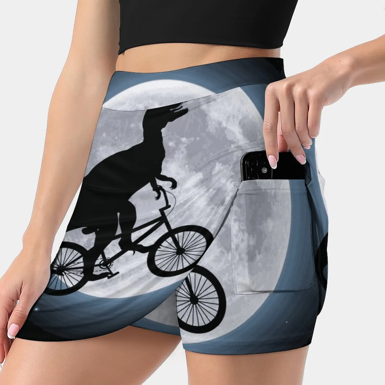 Dinosaur Moon Skirts Woman Fashion 2022 Pant Skirt Mini Skirts Office Short Skirt Dinosaur Moon Silhouette Bicycle Et Extra