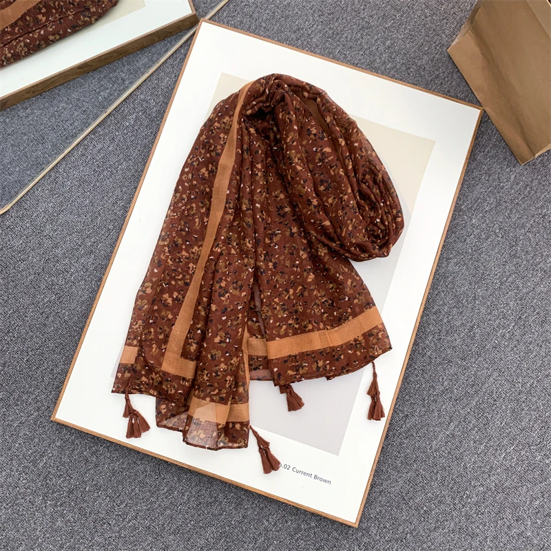 Cotton Linen Scarf Solid Color Female Literary Texture Fold Length Spring Autumn Winter Shawls Thin Fried Dough Twists Ethnic