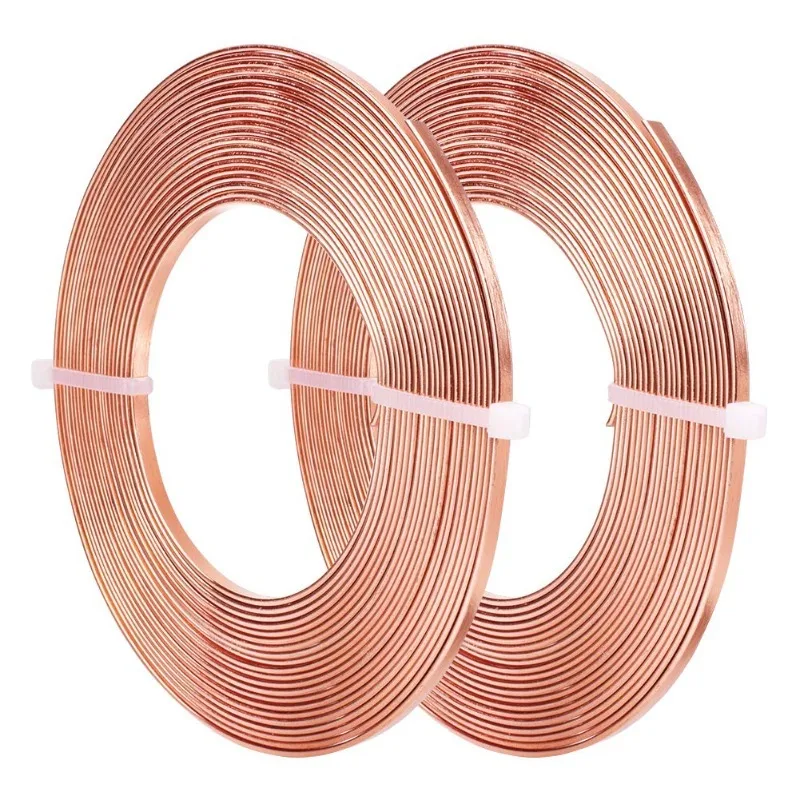 2 Rolls 32 Feet 3mm Wide Flat Jewelry Craft Wire 18 Gauge Aluminum Wire for Bezel Sculpting Armature Jewelry Making - Copper