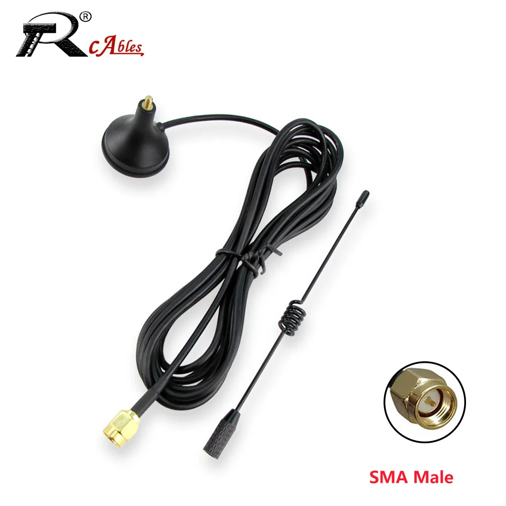 1PC GSM GPRS 3G 4G Magnetic Small Suction Cup Antenna High Gain 3DB SMA Male Connector 3M RG174 Extension Coaxial Cable