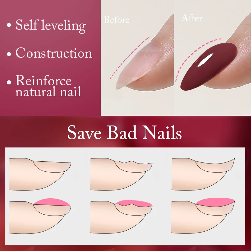UR SUGAR 7ml Pink Nude Natural Rubber Base Gel Nail Polish Semi Permanent Chrome Sequins Soak Off Construction UV Gel Varnish image 4