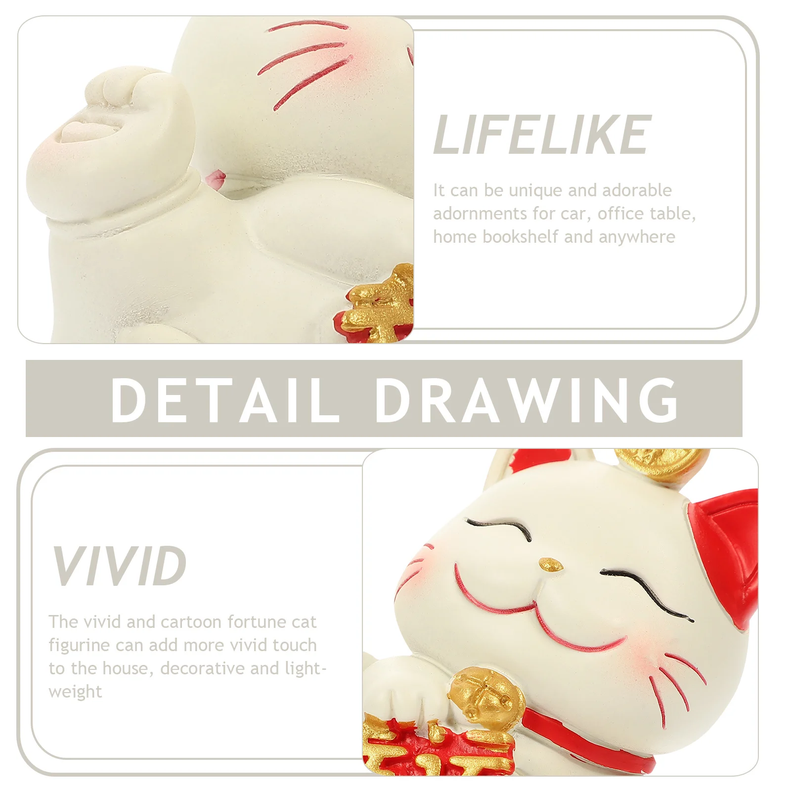Миниатюрная статуэтка кота из смолы для декора дома и офиса, японский амулет удачи