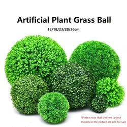 13/18/23/28/36cm Artificial Plants Green Grass Ball Simulated Plants Decor Ball for Outdoor Courtyard Garden Decoration Props