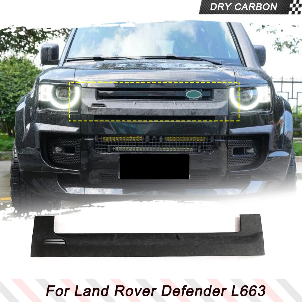 For Land Rover Defender L663 110 2021-22 Car Modification Dry Forged Matte Blakc Carbon Car Front Grille Trim Decoration Sticker