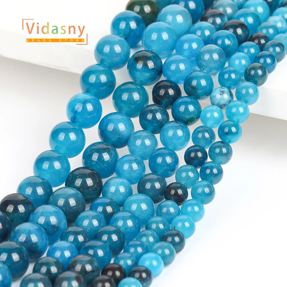 Natursteinperlen, blaue Achat-Chalcedon-Perlen für die Schmuckherstellung, runde lose Perlen, DIY-Zubehör, Armband, 6/8/10 mm, 15 Zoll – Detail 6