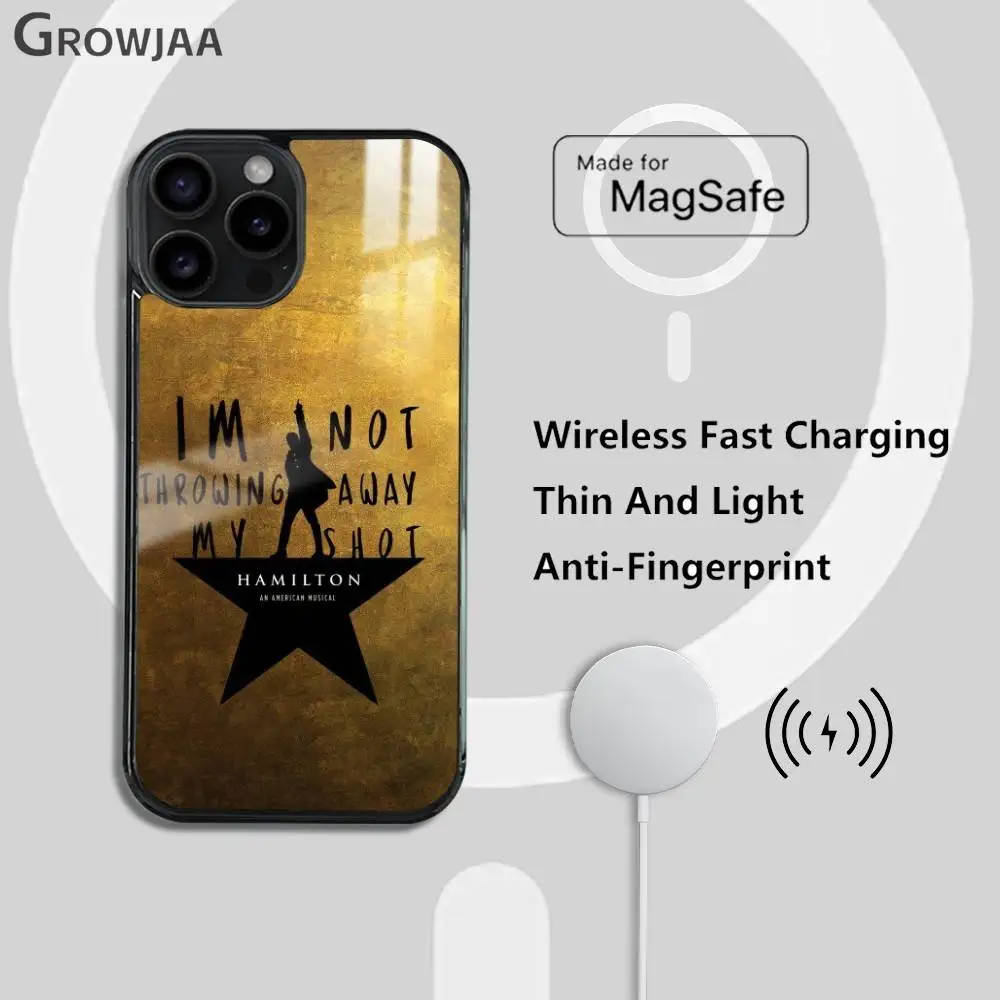 حافظة هاتف H-Hamilton Musical Lyrics لهاتف آيفون 16 15 14 13 12 11 Pro Max Plus Mini Magsafe Mirror Wireless Magnetic Funda